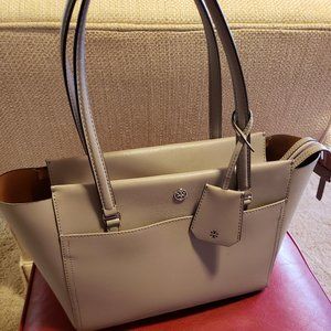 Tory Burch Leather Parker Tote-Dust Storm
